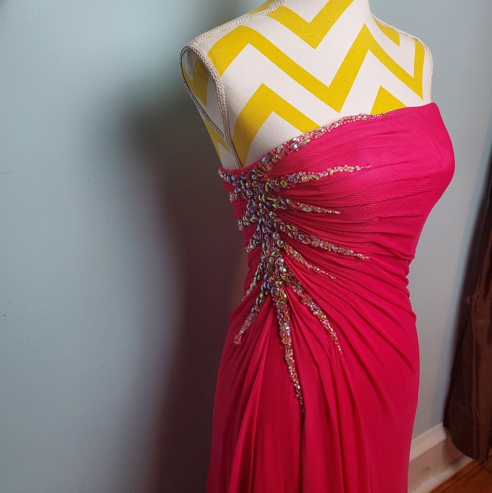 beaded prom dress w/optional spaghetti straps nwt